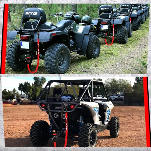 4FT UTV ATV Recovery Strap 19400LBS with Winch Hook and D-Ring Shackle, Synthetic Tow Rope Premium Mudding Accessories - size: 4ft