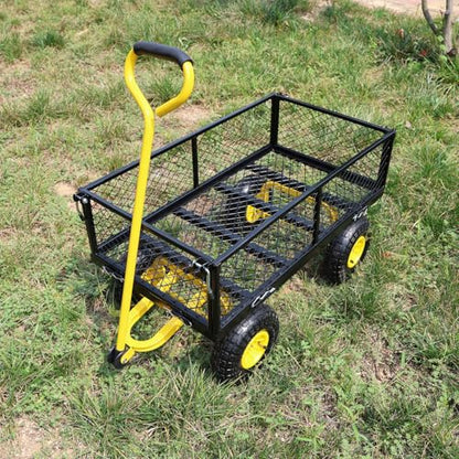 Wagon with Removable Sides Can be Used in Farms, Warehouses etc l Garden Dump cart- A Must-Have for Your Dream Garden Garden Essentia (Black+Yellow) TC1840 - color: Yellow+black Air Wheels