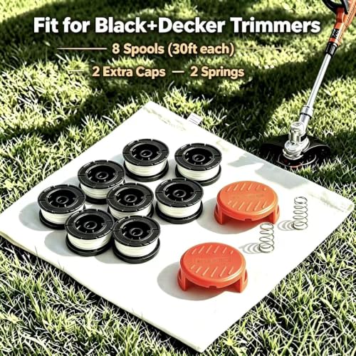 AF100 String Trimmer Replacement Spool 0.065" String Trimmer Line for Black+Decker AF-100 AF-100-3ZP AF-100-BKP AF-100-2 Weed Eater Spool Replacement Spool 30ft (8Spools+2Caps) - size: Spool-BK6582