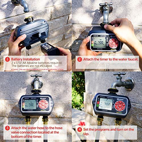 Eden 93412 Programmable Digital Water Timer 2-Zone, Compatible with Wireless Soil Moisture Sensor - size: 2 Zone