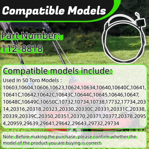 112-8818 Brake Cable Replacement for Toro 22" Recycler Lawn Mower - size: 112-8818