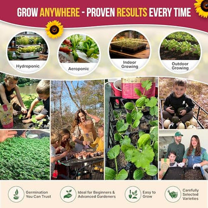 55 Vegetable Seeds Variety Pack - 35,600+ Non-GMO Heirloom Seeds for Planting Vegetables and Fruits in Individual Seed Packets, Home Garden Seeds for Hydroponic, Indoor and Outdoors Gardening