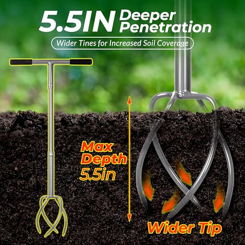 Walensee Twist Tiller with Large Steel Claw for Garden Soil Loosening