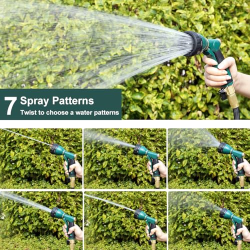 FANHAO 8 Spray Patterns Metal Garden Hose Nozzle with Hands-Free Lock - color: Green