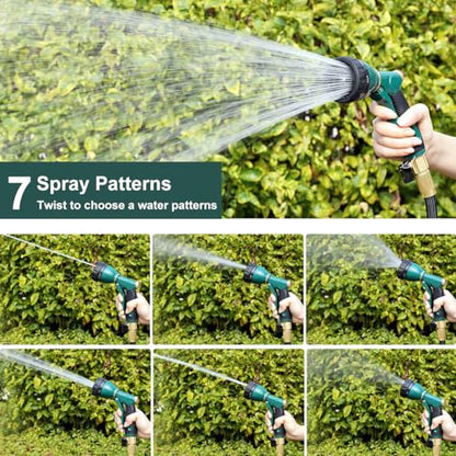 FANHAO 8 Spray Patterns Metal Garden Hose Nozzle with Hands-Free Lock - color: Green
