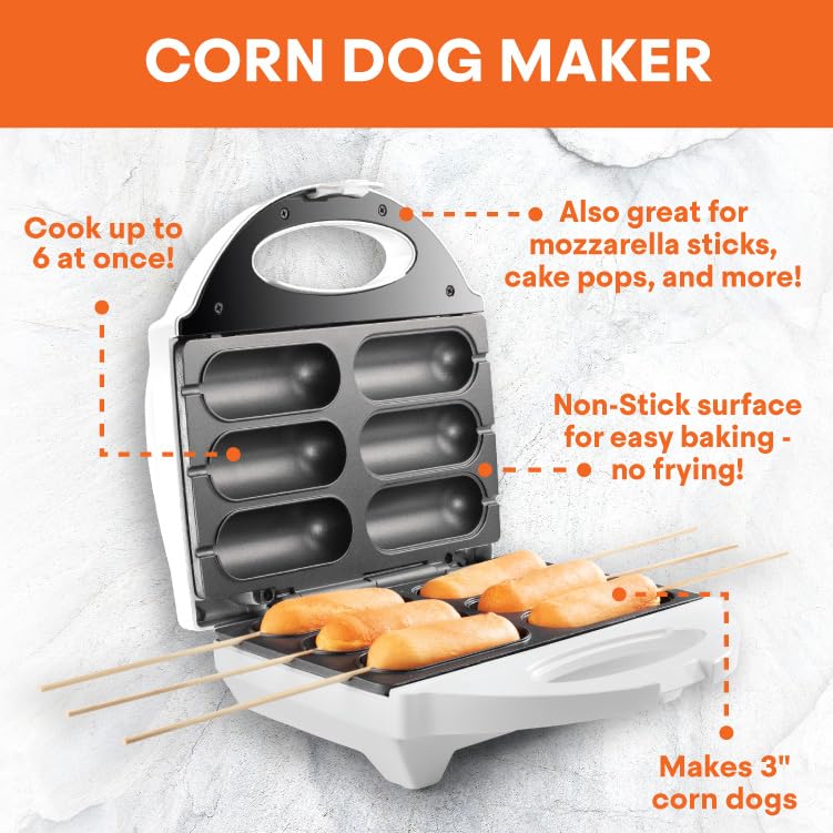 MasterChef Corn Dog Maker w 50 Skewers- Electric Nonstick Kitchen Baker