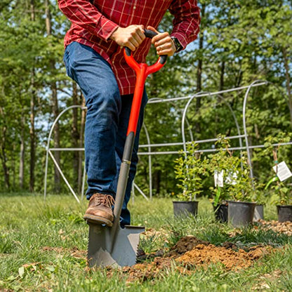 Root Slayer 22211 Round Head Digging Shovel for Landscaping, Red - style: Round Head XL