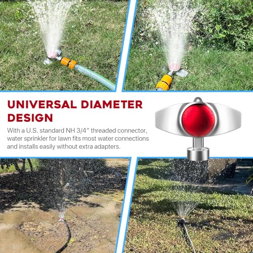 3Pack 360° Metal Spot Sprinklers for Lawn Garden Yard 30FT Red | Durable Outdoor Metal Build, Gentle Water Flow, Water-Efficient Long-Distance Irrigation, Perfect for Yards and Landscapes - color: Red