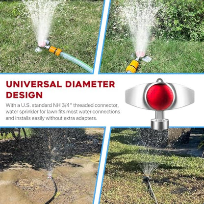 3Pack 360° Metal Spot Sprinklers for Lawn Garden Yard 30FT Red | Durable Outdoor Metal Build, Gentle Water Flow, Water-Efficient Long-Distance Irrigation, Perfect for Yards and Landscapes - color: Red