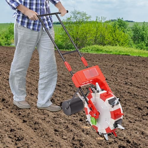 Garden Seeder, Metal Precision Garden Seeder Seeder Walk-Behind Row Crop Planter, Manual Seeder Machine Row Planter Corn Planter Seeder 6 Nozzles, 10.24 inches Spacing - color: Red 6 Nozzles, 10.24 inches Spacing