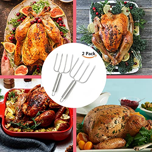 KAYCROWN Stainless Steel Turkey & Roast Lifters, Set of 2 - Turkey and Poultry Lifters Roaster Poultry Forks Great for Thanksgiving, Transfer Turkey or Ham Easily - size: Stainless Steel