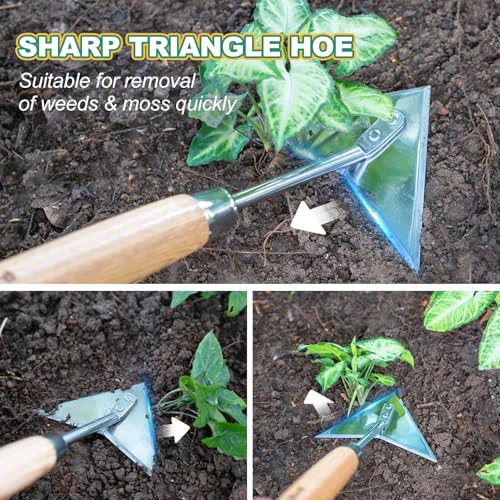 Long Handle Winged Weeder, 60’’ Triangle Warren Hoe Wood Handle - color: Triangle Hoe, size: Length:62inchs
