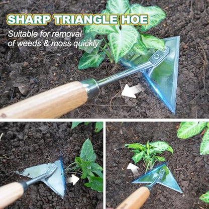 Long Handle Winged Weeder, 60’’ Triangle Warren Hoe Wood Handle - color: Triangle Hoe, size: Length:62inchs