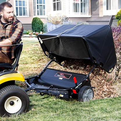 Brinly 42" Tow-Behind Combo Lawn Sweeper with Dethatcher and Hamper Windscreen - size: 42"