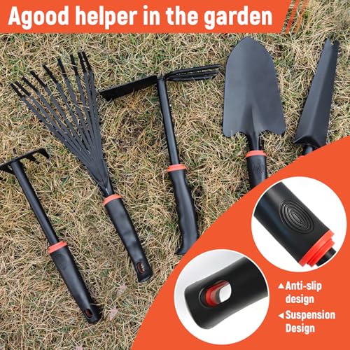 5 Pcs Set Weed Puller Tool,Hand Weeder Tool,Includes Rake, Shovel, Hand Hoe, Double-Sided Cultivator & Weed Puller Tool for Digging - color: Style 1