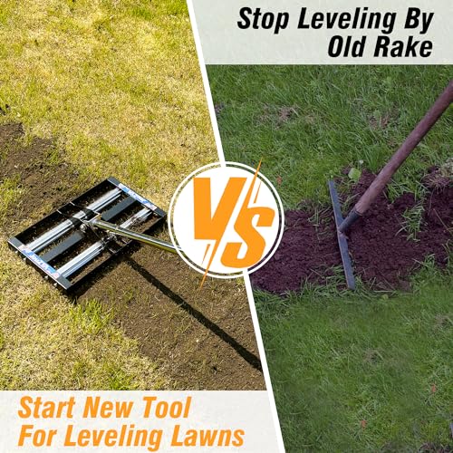 Updated Lawn Leveling Rake 17"x10", Lawn Leveler with Aluminum Rollers - size: 17''x10'' With Roller (Black)