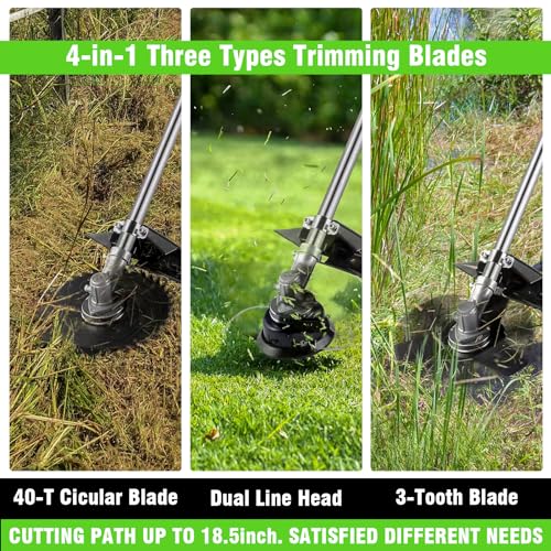 58CC 4 in 1 Gas Powered Weed Wacker, Brush Cutter, 18.5 in Cut Path Green - color: Green