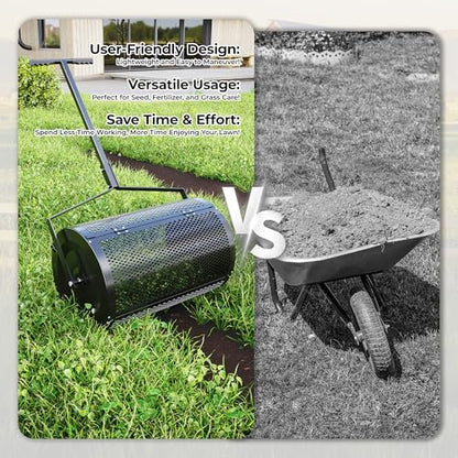 24-Inch Smart-Control Lawn Spreader – Multi-Surface Compost & Soil Applicator for Effortless Lawn Care and Precision Gardening