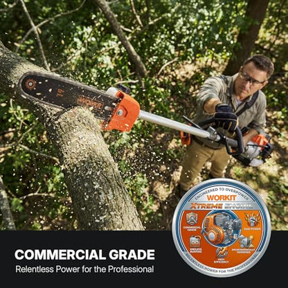 WORKIT 43cc 5-in-1 Gas Weed Wacker 17" Hedge Trimmer,Brush Cutter,Pole Saw - size: 43 cc