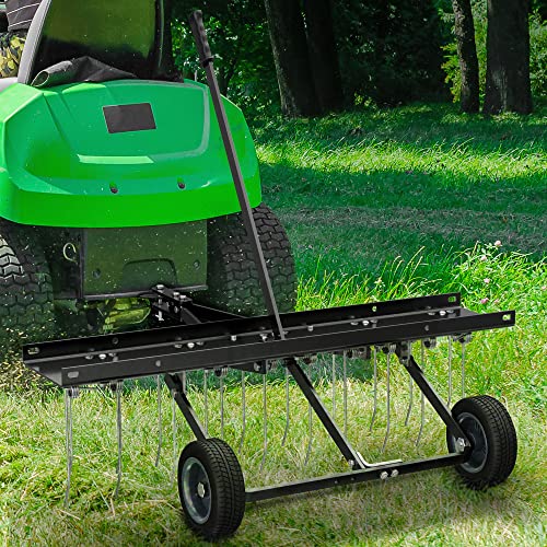 YITAMOTOR 40" Tow Behind Pine Needles Rake with 20 Spring Steel Tines