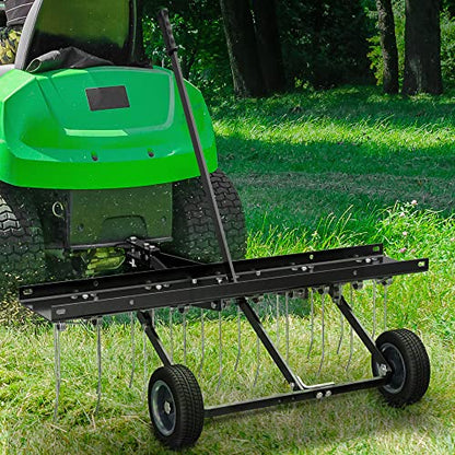 YITAMOTOR 40" Tow Behind Pine Needles Rake with 20 Spring Steel Tines