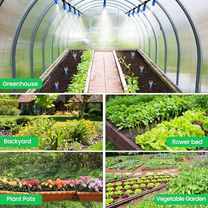 MIXC 65FT Drip Irrigation System, Quick Connect Misting System, 15 Nozzles - size: 65FT(Updated)