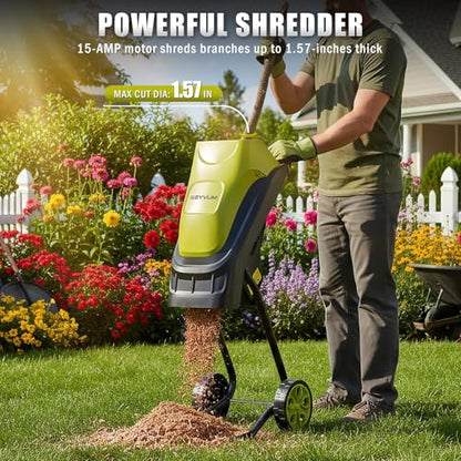 Wood Chipper 15-Amp 1.57" Cutting Diameter, Electric Wood Chipper&Shredder
