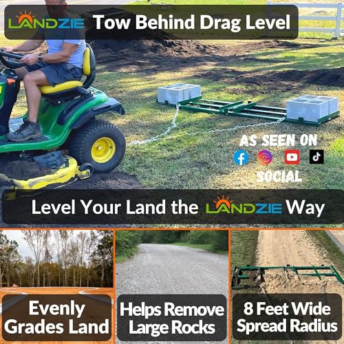 Drag Harrow 8 FT, Tow Behind Driveway Grader - Landzie - style: 8' Level