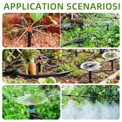 Drip Irrigation System with Quick-Connect, 248FT Complete Kit - size: 34FT 1/2''Main tube+214FT 1/4'' tube