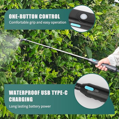 Backpack Sprayer 2 Gal Battery Powered, 3 Nozzles & USB Handle for Garden & Lawn - color: Green