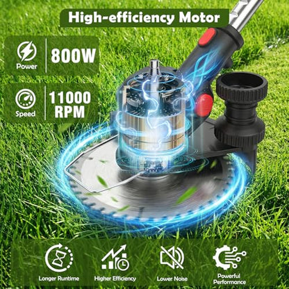 Cordless String Trimmer, 8in Weed Wacker with 2 x 4.0Ah Batteries Foldable - color: Black