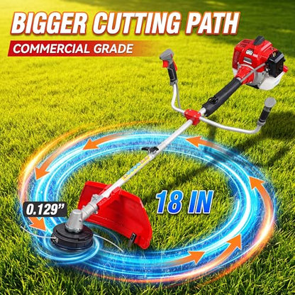 58CC 2-Stroke Gas Brush Cutter Pro-Grade String Trimmer EPA Compliant Orange Heavy-Duty Weed Eater Lawn & Overgrowth Clearing Tool