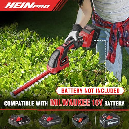 HEINPRO Cordless Hedge Trimmer Compatible with Milwaukee M18 Battery