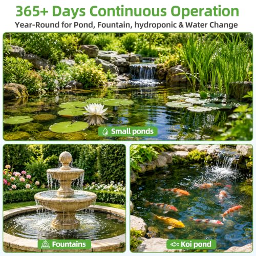 FREESEA Durable Small Pond Pump: 365+ days Continuous Operation - size: 100W/1100GPH