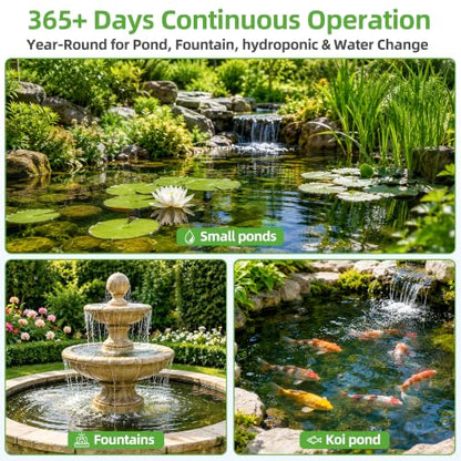 FREESEA Durable Small Pond Pump: 365+ days Continuous Operation - size: 100W/1100GPH