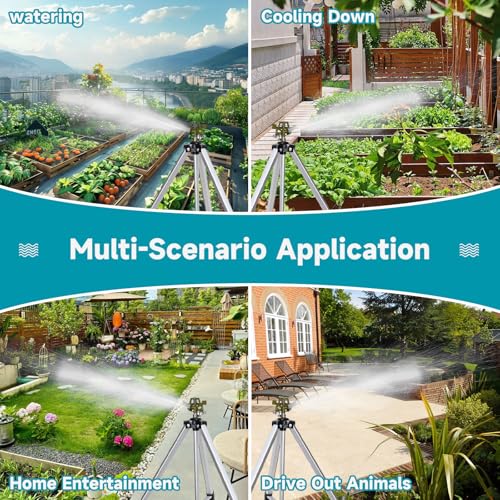 Impact Sprinkler Head on Tripod Base, Heavy Duty Lawn Sprinklers, 360 Degree Large Area Irrigation, Metal Sprinkler Nozzle with Solid Alloy Metal Extension Legs (50in) - size: 50in