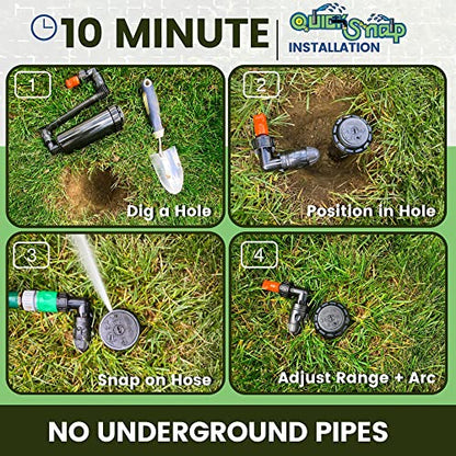 In-Ground 5-Inch Pop-Up Adjustable Sprinkler 2-Pack With Quick Hose Connectors And Splitter, QSK-742