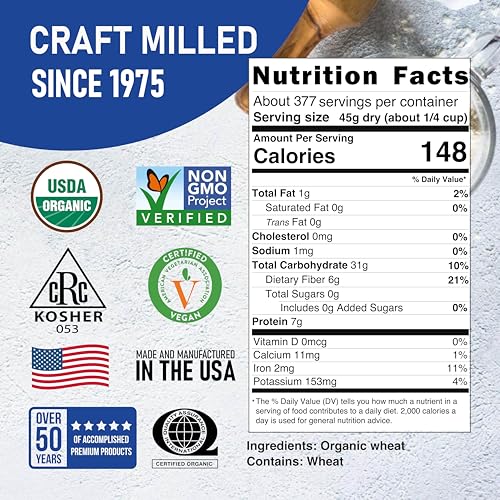 Great River Milling Organic Hard Red Spring Wheat Berries, Non-GMO, 25 lb