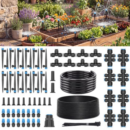CICKATA 230FT Drip Irrigation System Kit, 20-45 PSI Water Flow Rate 40GPH