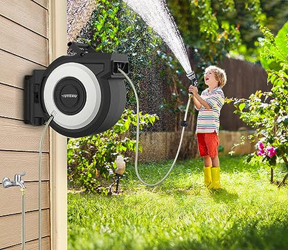 Tuyeho Heavy-Duty Automatic Retractable Garden Hose Reel 90FT Wall Mount - size: 1/2" 90FT