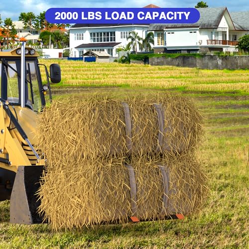 Heavy Duty 60" Tractor Bucket Pallet Forks - 4000 Lbs Clamp-On Fork Attachment for Skid Steer, Loader with Adjustable Stabilizer Bar