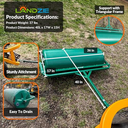 Landzie Lawn Roller 36 Inch, Water Filled Poly Sod Roller - size: 36 Inches
