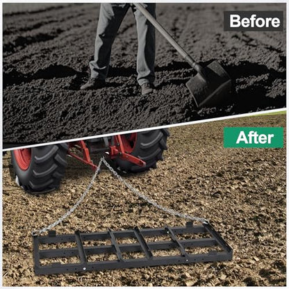 Drag Harrow Driveway Grader 4 FT with 4 FT Chain - size: 4 FT