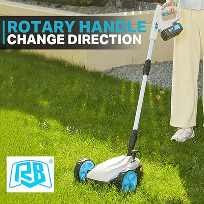 RB 40V 9" Mini Cordless Lawn Mower with Battery & Charger for Small Yards - size: 9 IN