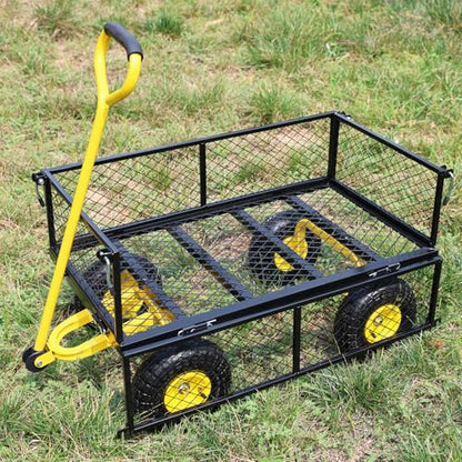 Wagon with Removable Sides Can be Used in Farms, Warehouses etc l Garden Dump cart- A Must-Have for Your Dream Garden Garden Essentia (Black+Yellow) TC1840 - color: Yellow+black Air Wheels