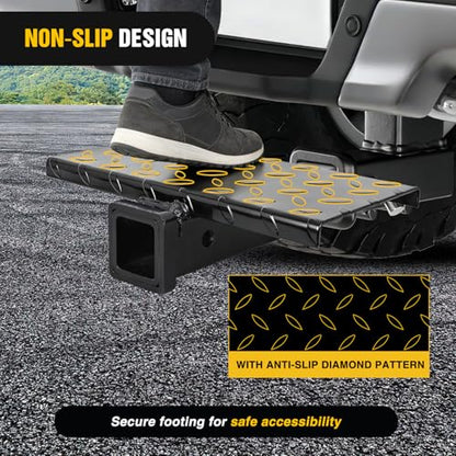 Nilight Hitch Extender with Step 2" Receiver 14"x7" Anti-Slip Diamond Plate - color: Hitch Extender with Step