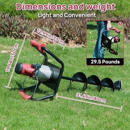 DC HOUSE 1500W Electric Post Hole Digger Earth Auger Hole Digger Digging Tools Auger with 6" Digging Bit Set with Reverse Function, Prune Farmland and Garden - size: 6" Bit Set