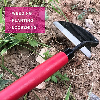 Grass Sickle Hoe Gardening Handheld Tool Weeding Tools for Garden (Red) - color: Red
