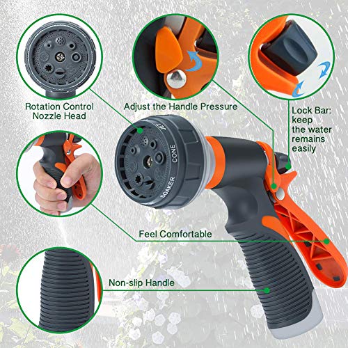 Garden Hose Nozzle 2 Pack Heavy Duty Hose Spray Gun 8 Way High Pressure
