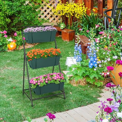 Vertical Raised Garden Bed 3 Tier Garden Planter Standing Planter Box Herb Garden Planter Outdoor and Indoor for Vegetables Flowers Green - color: Green